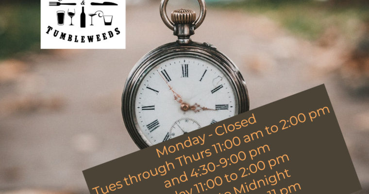 Important News!  Fall/Winter Hours